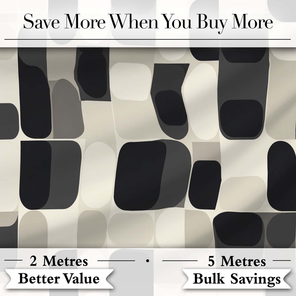 Modern Rounded Shapes Black Grey Minimalist Geometric Pattern Lovely  Digital Print Material by the Metre UK Sewing Quilting Textile