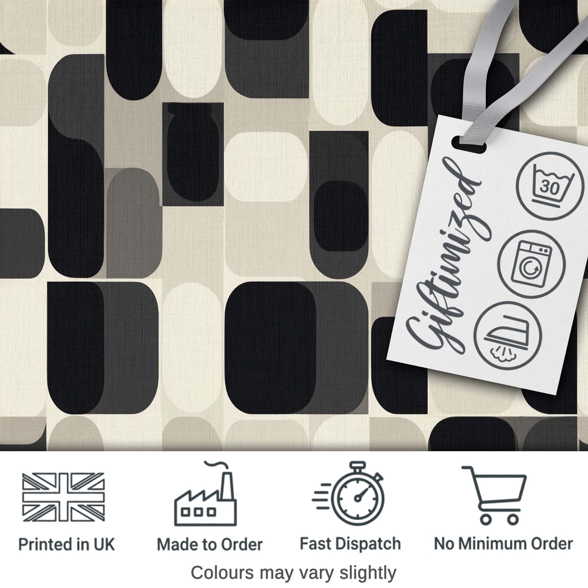 Modern Rounded Shapes Black Grey Minimalist Geometric Pattern Lovely  Digital Print Material by the Metre UK Sewing Quilting Textile