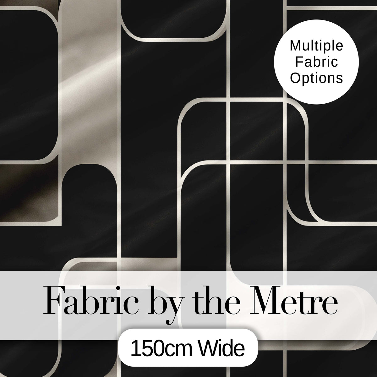 Contemporary Line Grid Black Cream Abstract Outline Pattern Lovely  Digital Print Material by the Metre UK Sewing Quilting Textile