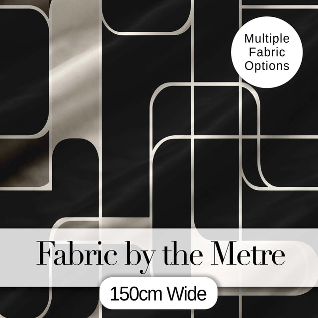 Contemporary Line Grid Black Cream Abstract Outline Pattern Lovely  Digital Print Material by the Metre UK Sewing Quilting Textile