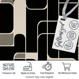 Contemporary Line Grid Black Cream Abstract Outline Pattern Lovely  Digital Print Material by the Metre UK Sewing Quilting Textile