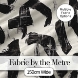 Bold Expressionist Brush Strokes Black Cream Artistic Abstract  Digital Print Material by the Metre UK Sewing Quilting Textile