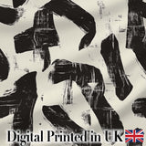 Bold Expressionist Brush Strokes Black Cream Artistic Abstract  Digital Print Material by the Metre UK Sewing Quilting Textile