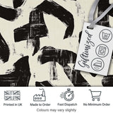 Bold Expressionist Brush Strokes Black Cream Artistic Abstract  Digital Print Material by the Metre UK Sewing Quilting Textile