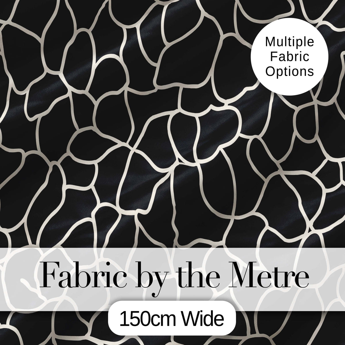 Pebble Outline Network Black Cream Organic Abstract Pattern Lovely  Digital Print Material by the Metre UK Sewing Quilting Textile