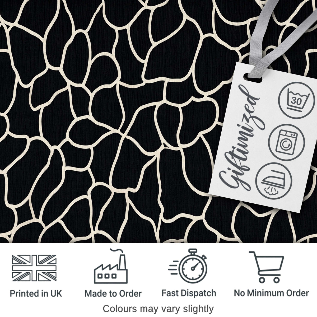 Pebble Outline Network Black Cream Organic Abstract Pattern Lovely  Digital Print Material by the Metre UK Sewing Quilting Textile