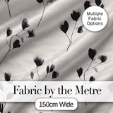 Minimal Floral Stems Black Cream Soft Botanical Pattern Lovely  Digital Print Material by the Metre UK Sewing Quilting Textile