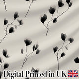 Minimal Floral Stems Black Cream Soft Botanical Pattern Lovely  Digital Print Material by the Metre UK Sewing Quilting Textile