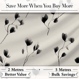 Minimal Floral Stems Black Cream Soft Botanical Pattern Lovely  Digital Print Material by the Metre UK Sewing Quilting Textile