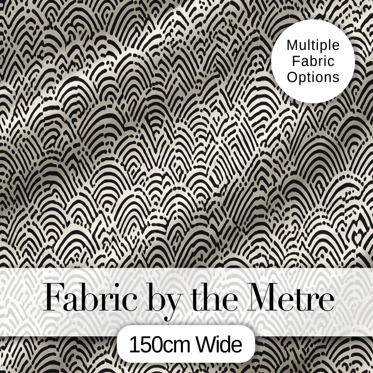 Wave Line Texture Black Cream Flowing Abstract Stripe Pattern Lovely  Digital Print Material by the Metre UK Sewing Quilting Textile
