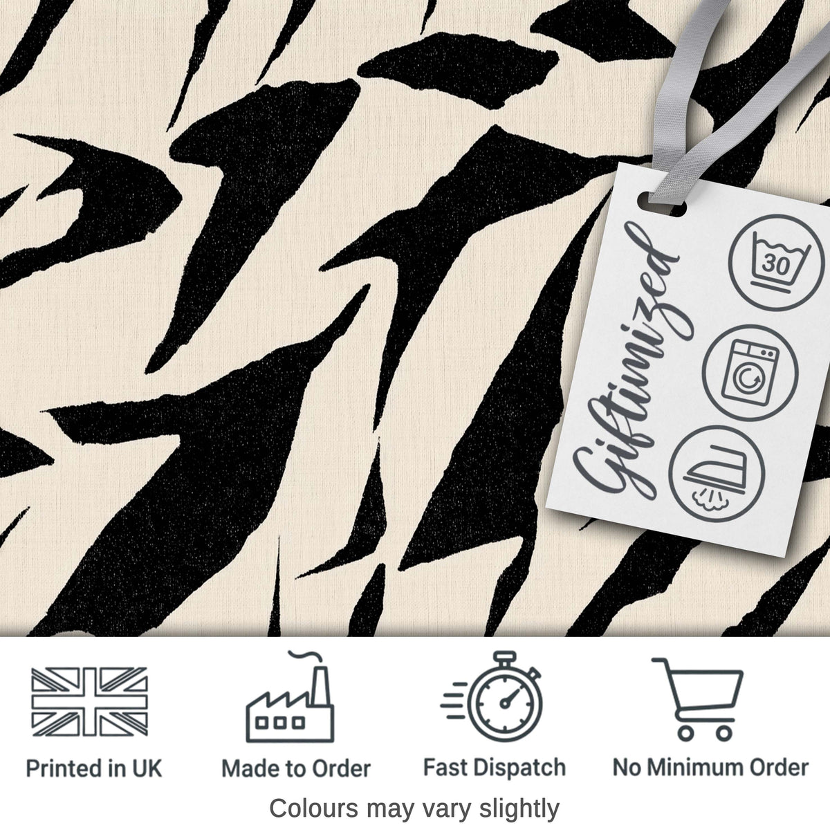 Wavy Zebra Lines Black Cream Organic Stripe Pattern Cute Unique Gift  Digital Print Material by the Metre UK Sewing Quilting Textile