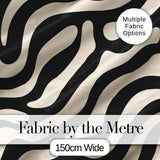 Fluid Zebra Waves Black Cream Organic Stripe Pattern Lovely  Digital Print Material by the Metre UK Sewing Quilting Textile