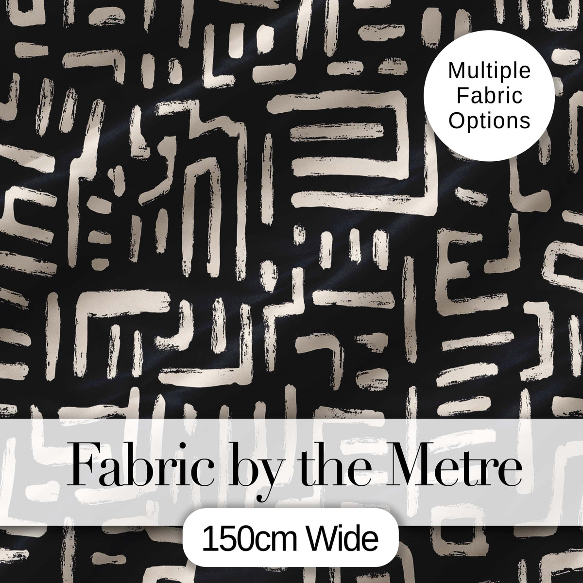 Tribal Maze Lines Black Cream Geometric Abstract Pattern Lovely  Digital Print Material by the Metre UK Sewing Quilting Textile
