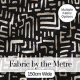 Tribal Maze Lines Black Cream Geometric Abstract Pattern Lovely  Digital Print Material by the Metre UK Sewing Quilting Textile