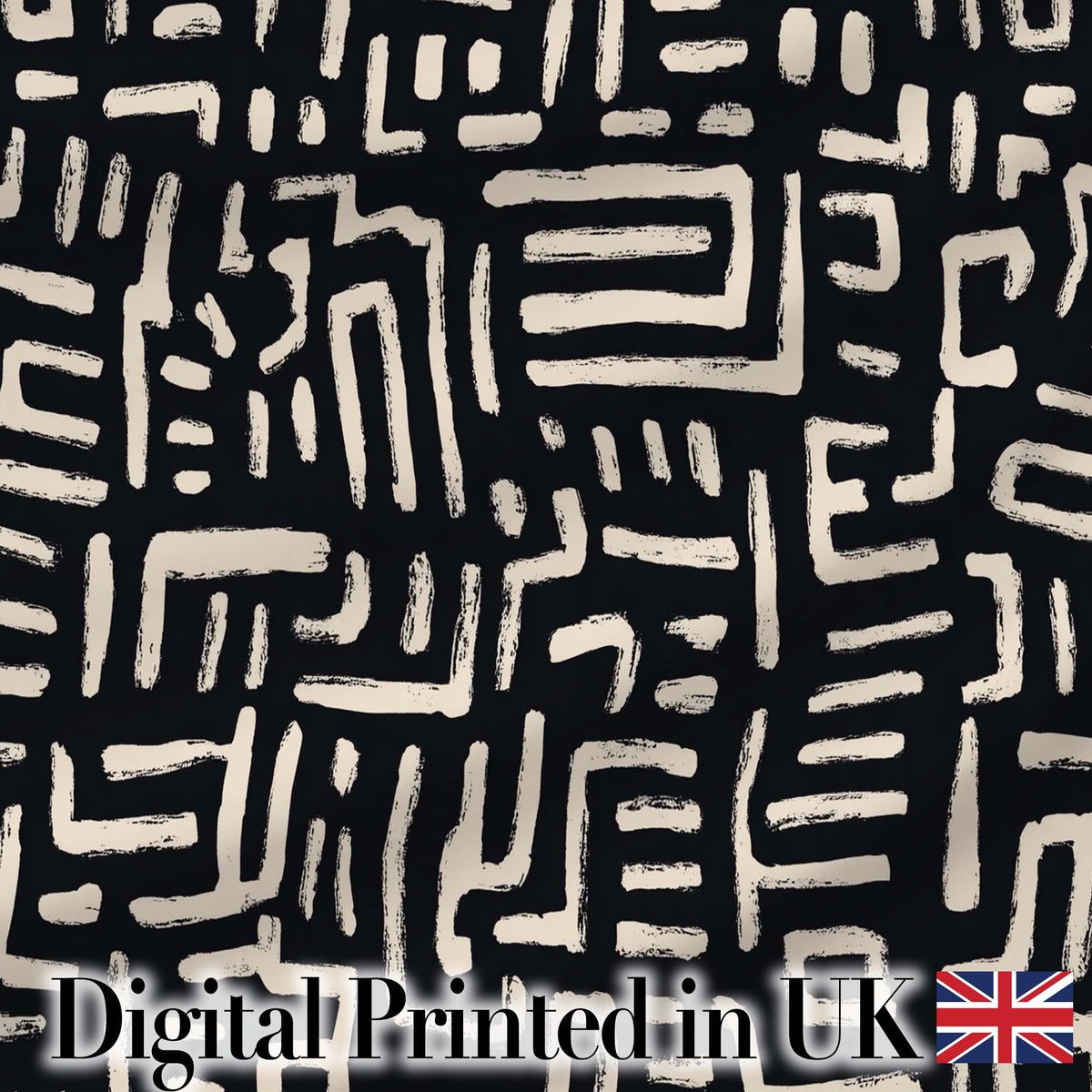 Tribal Maze Lines Black Cream Geometric Abstract Pattern Lovely  Digital Print Material by the Metre UK Sewing Quilting Textile