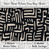 Tribal Maze Lines Black Cream Geometric Abstract Pattern Lovely  Digital Print Material by the Metre UK Sewing Quilting Textile