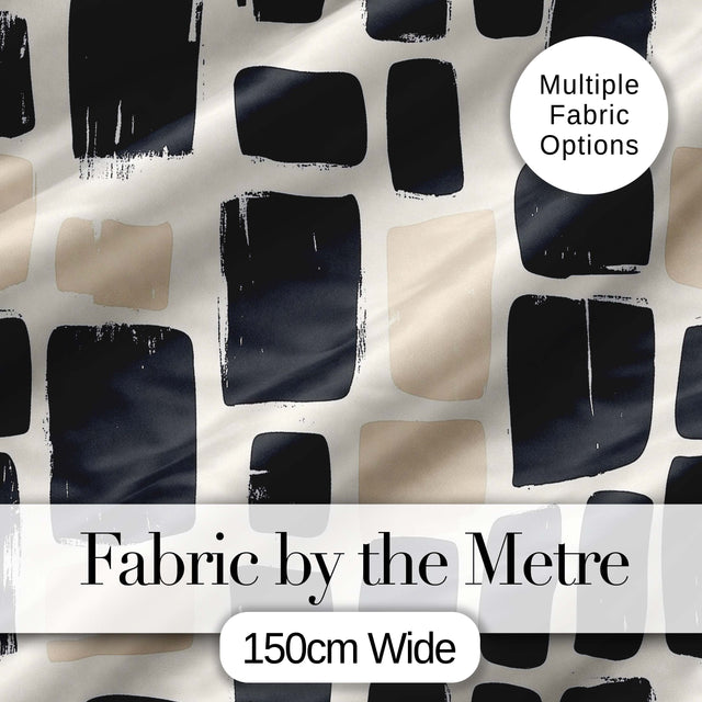 Flowing Wavy Lines Black Cream Organic Stripe Pattern Lovely  Digital Print Material by the Metre UK Sewing Quilting Textile