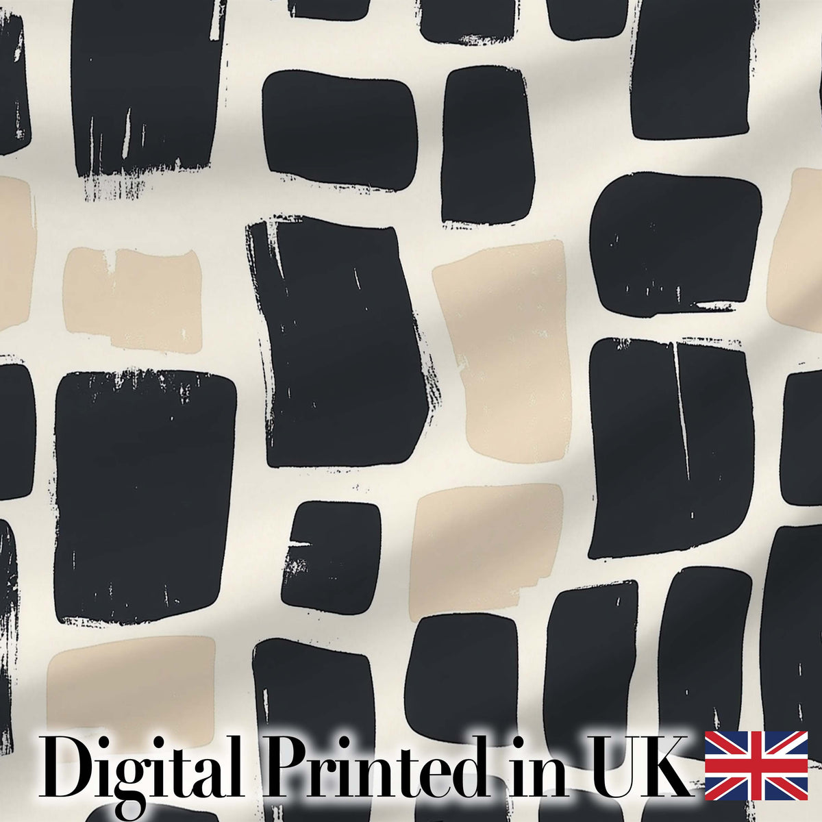Flowing Wavy Lines Black Cream Organic Stripe Pattern Lovely  Digital Print Material by the Metre UK Sewing Quilting Textile