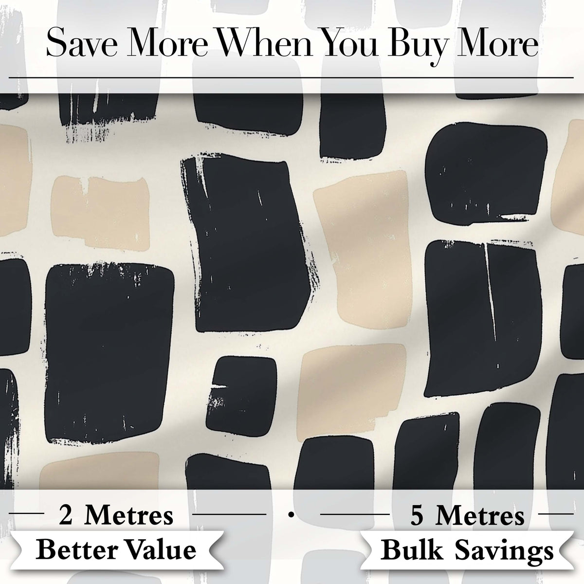 Flowing Wavy Lines Black Cream Organic Stripe Pattern Lovely  Digital Print Material by the Metre UK Sewing Quilting Textile