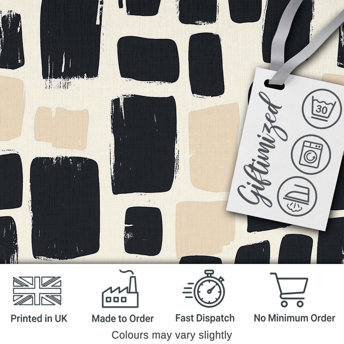 Flowing Wavy Lines Black Cream Organic Stripe Pattern Lovely  Digital Print Material by the Metre UK Sewing Quilting Textile