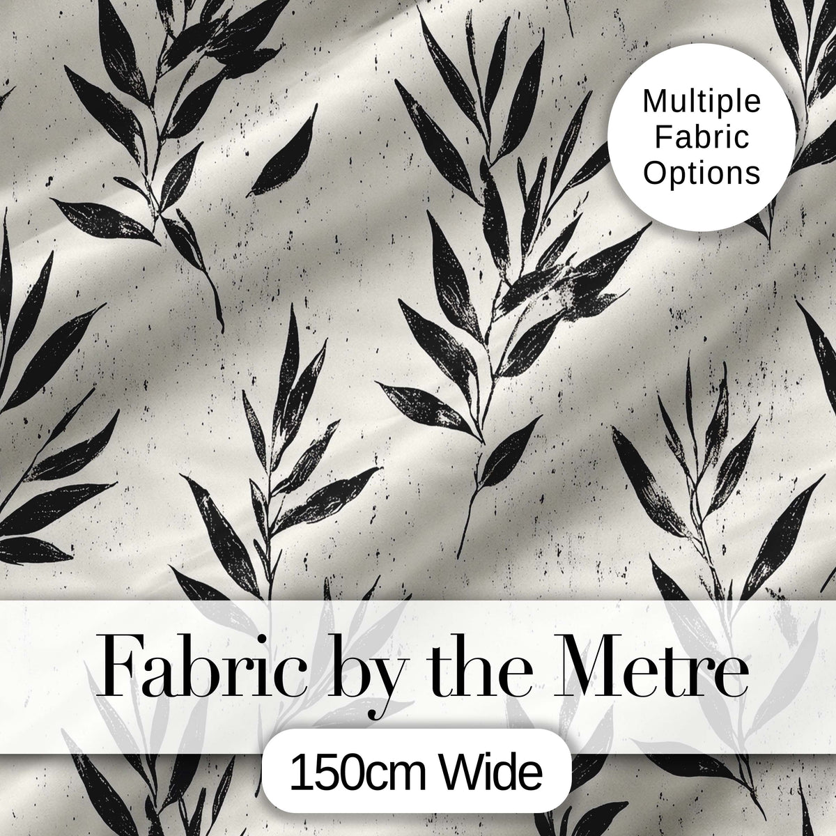 Scandinavian Floral Stems Black Cream Simple Flower Pattern Lovely  Digital Print Material by the Metre UK Sewing Quilting Textile