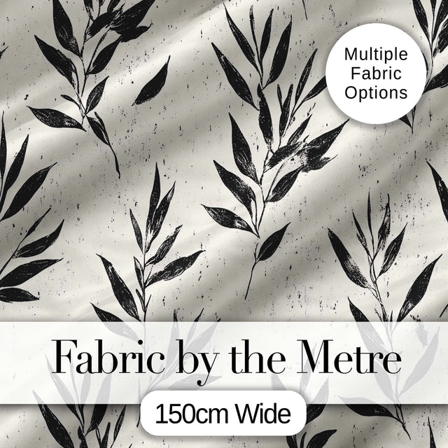 Scandinavian Floral Stems Black Cream Simple Flower Pattern Lovely  Digital Print Material by the Metre UK Sewing Quilting Textile