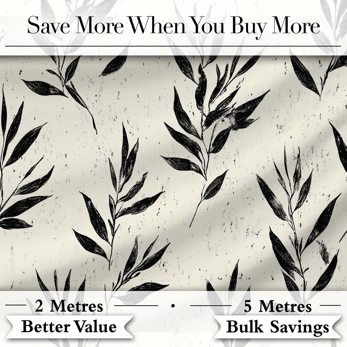 Scandinavian Floral Stems Black Cream Simple Flower Pattern Lovely  Digital Print Material by the Metre UK Sewing Quilting Textile