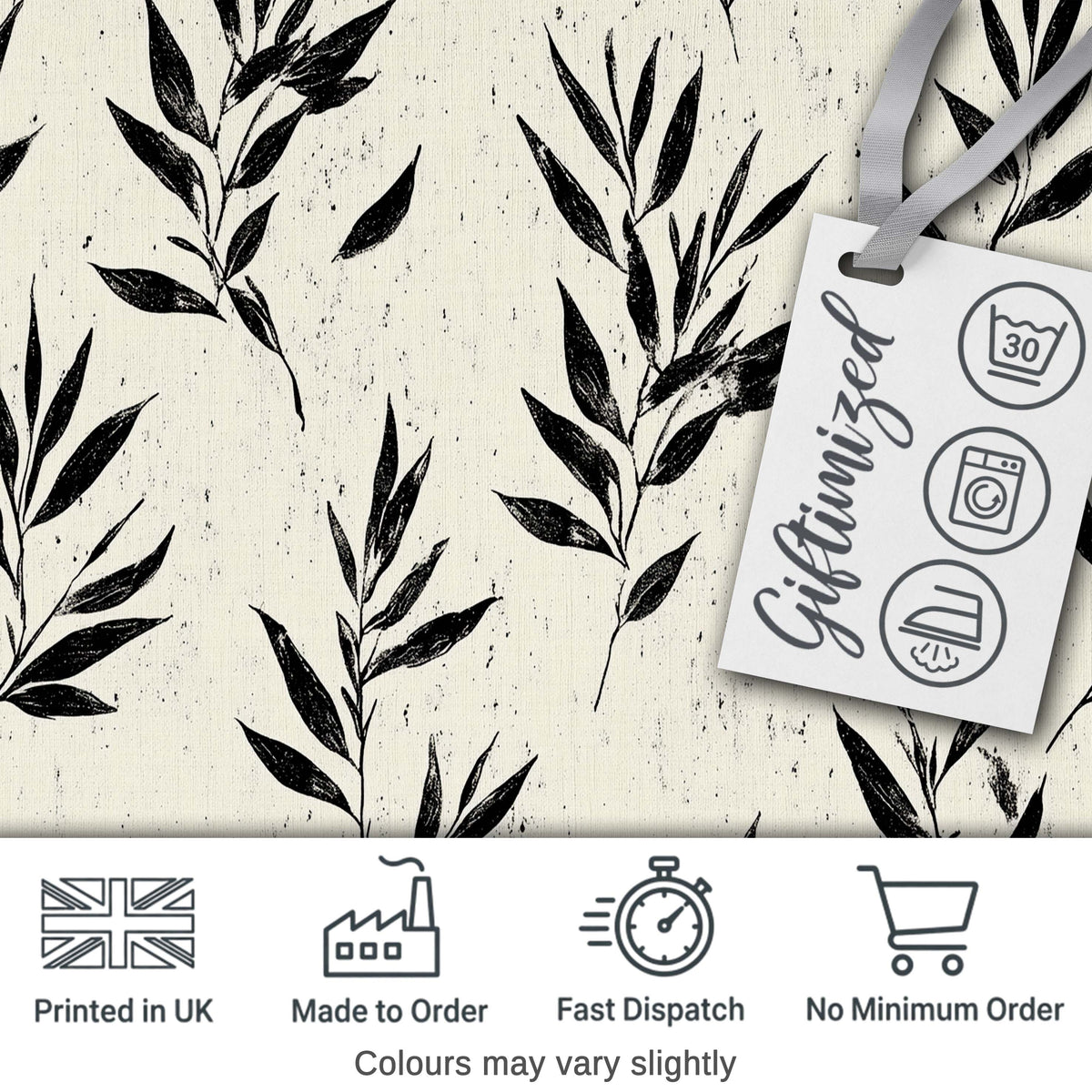 Scandinavian Floral Stems Black Cream Simple Flower Pattern Lovely  Digital Print Material by the Metre UK Sewing Quilting Textile