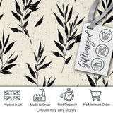 Scandinavian Floral Stems Black Cream Simple Flower Pattern Lovely  Digital Print Material by the Metre UK Sewing Quilting Textile
