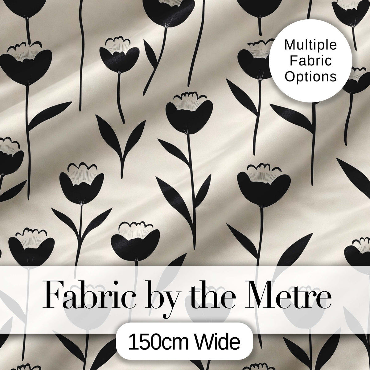 Delicate Botanical Sprigs Black Cream Minimal Floral Pattern Lovely  Digital Print Material by the Metre UK Sewing Quilting Textile