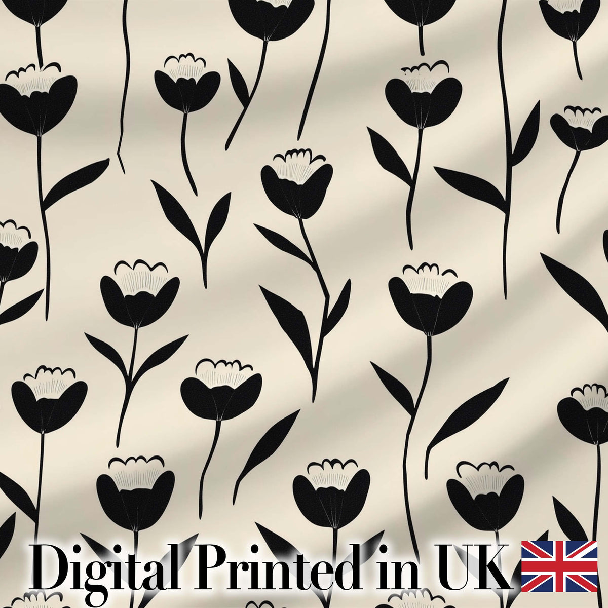 Delicate Botanical Sprigs Black Cream Minimal Floral Pattern Lovely  Digital Print Material by the Metre UK Sewing Quilting Textile