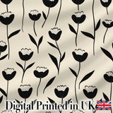 Delicate Botanical Sprigs Black Cream Minimal Floral Pattern Lovely  Digital Print Material by the Metre UK Sewing Quilting Textile