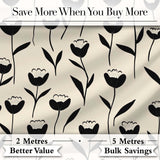 Delicate Botanical Sprigs Black Cream Minimal Floral Pattern Lovely  Digital Print Material by the Metre UK Sewing Quilting Textile