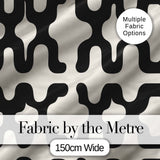 Symmetrical Petal Tile Black Cream Geometric Floral Pattern Lovely  Digital Print Material by the Metre UK Sewing Quilting Textile