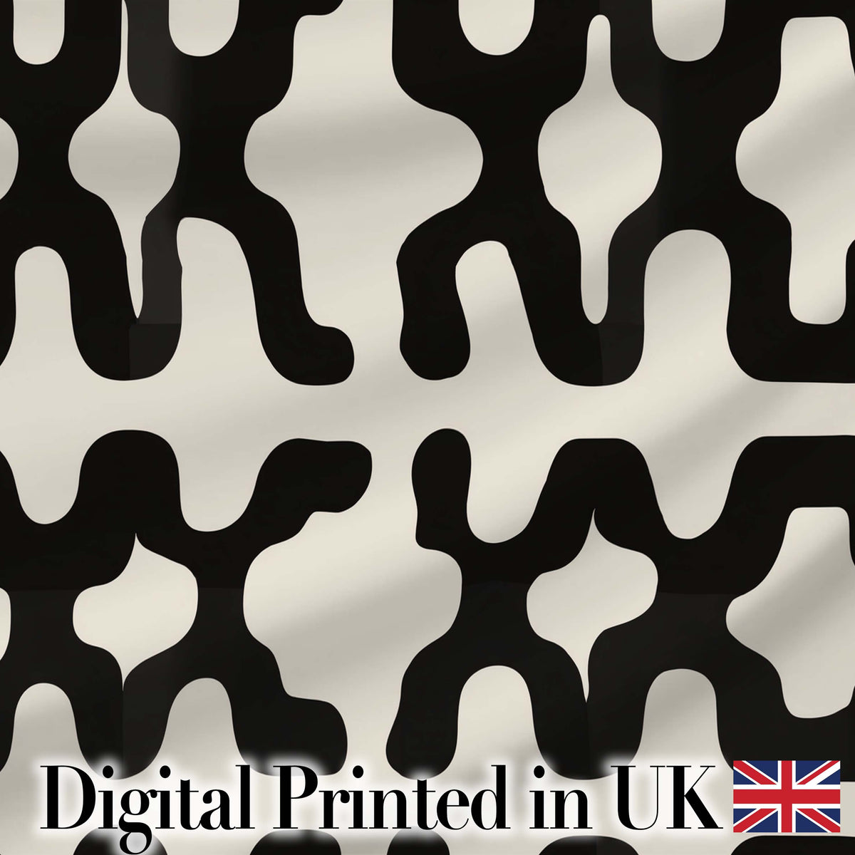 Symmetrical Petal Tile Black Cream Geometric Floral Pattern Lovely  Digital Print Material by the Metre UK Sewing Quilting Textile