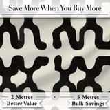 Symmetrical Petal Tile Black Cream Geometric Floral Pattern Lovely  Digital Print Material by the Metre UK Sewing Quilting Textile