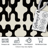 Symmetrical Petal Tile Black Cream Geometric Floral Pattern Lovely  Digital Print Material by the Metre UK Sewing Quilting Textile