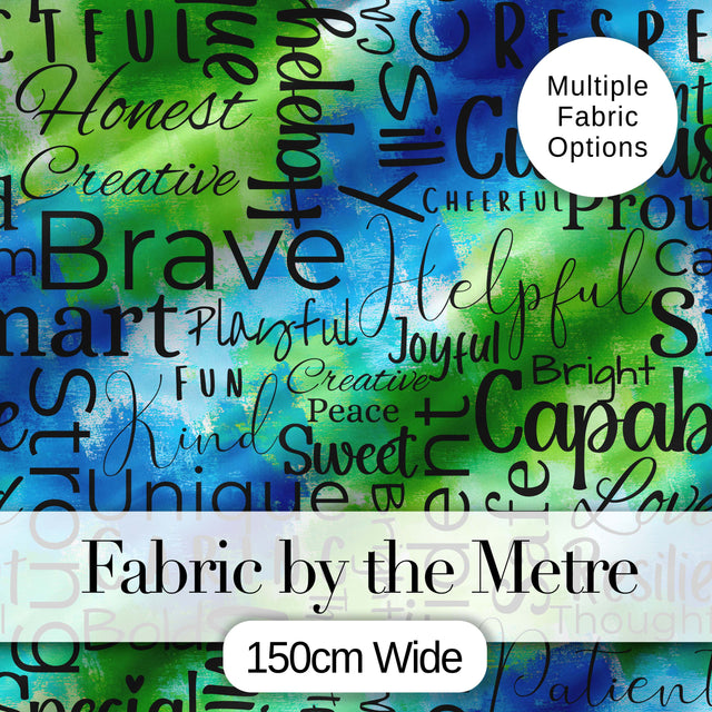 Splatter Paint Typography Multicolour Black Motivational Word Lovely  Digital Print Material by the Metre UK Sewing Quilting Textile