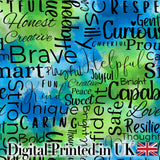 Splatter Paint Typography Multicolour Black Motivational Word Lovely  Digital Print Material by the Metre UK Sewing Quilting Textile