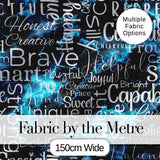 Pink Glitter Typography Black Motivational Word Pattern Lovely  Digital Print Material by the Metre UK Sewing Quilting Textile