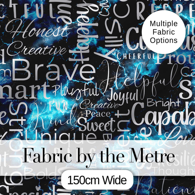 Pink Glitter Typography Black Motivational Word Pattern Lovely  Digital Print Material by the Metre UK Sewing Quilting Textile
