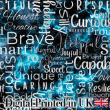Pink Glitter Typography Black Motivational Word Pattern Lovely  Digital Print Material by the Metre UK Sewing Quilting Textile