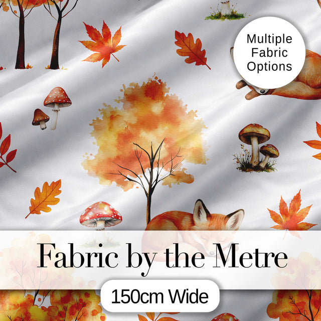 Watercolor Fox Floral Artistic Pattern Stylish Everyday  Lovely  Digital Print Material by the Metre UK Sewing Quilting Textile