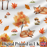 Watercolor Fox Floral Artistic Pattern Stylish Everyday  Lovely  Digital Print Material by the Metre UK Sewing Quilting Textile