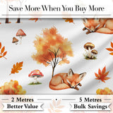 Watercolor Fox Floral Artistic Pattern Stylish Everyday  Lovely  Digital Print Material by the Metre UK Sewing Quilting Textile