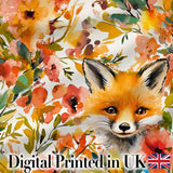 Dark Woodland Cute Animals Gold Leaf Pattern Cute Unique Gift Lovely  Digital Print Material by the Metre UK Sewing Quilting Textile