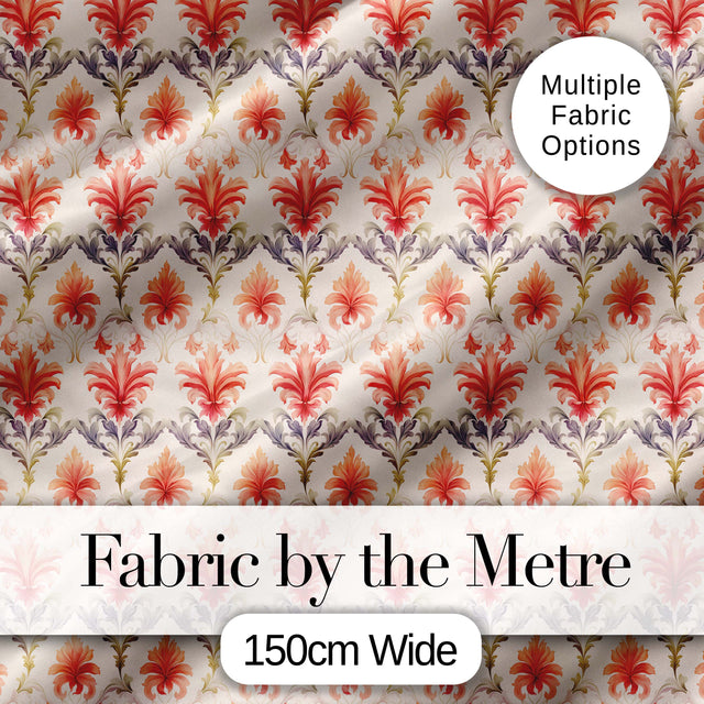 Classic Beige Black Ornamental Damask Seamless Pattern Vintage  Digital Print Material by the Metre UK Sewing Quilting Textile