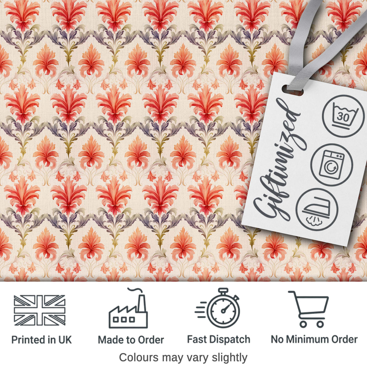 Classic Beige Black Ornamental Damask Seamless Pattern Vintage  Digital Print Material by the Metre UK Sewing Quilting Textile