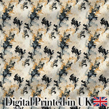 Blue Gold Baroque Floral Seamless Pattern Luxury Vintage Ornamental  Digital Print Material by the Metre UK Sewing Quilting Textile