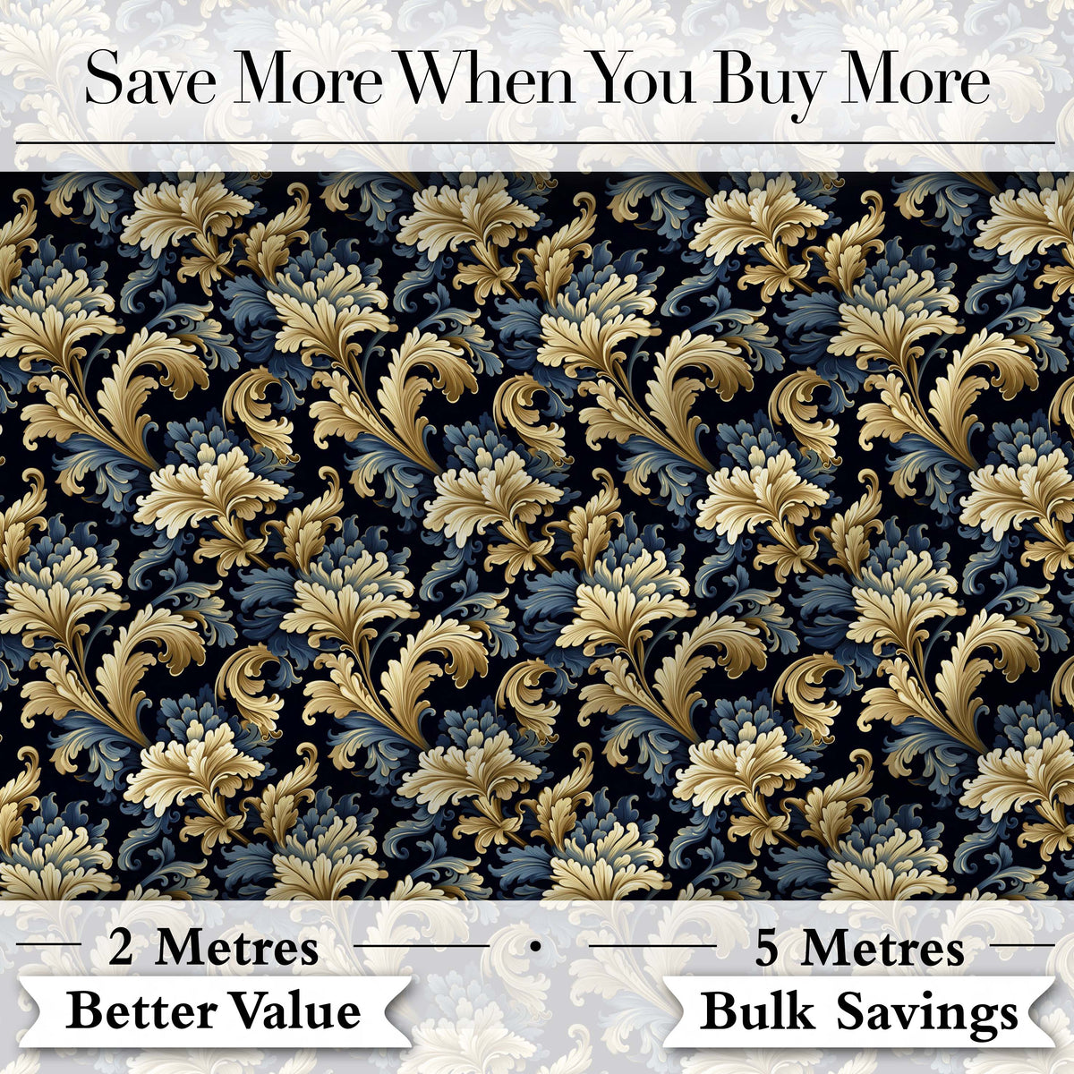 Gold Black Baroque Scroll Seamless Pattern Elegant Royal Ornamental  Digital Print Material by the Metre UK Sewing Quilting Textile